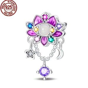 S925 Sterling Silver Multicolor Dreamcatcher Charm/Pendant - NWT